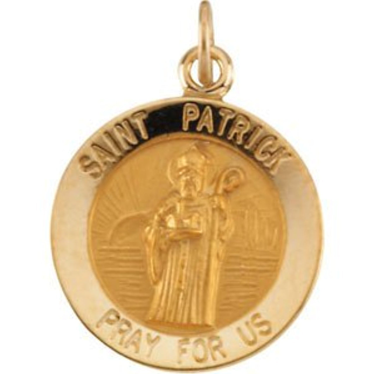 14k Yellow Gold Round St. Patrick Medal (15 MM)