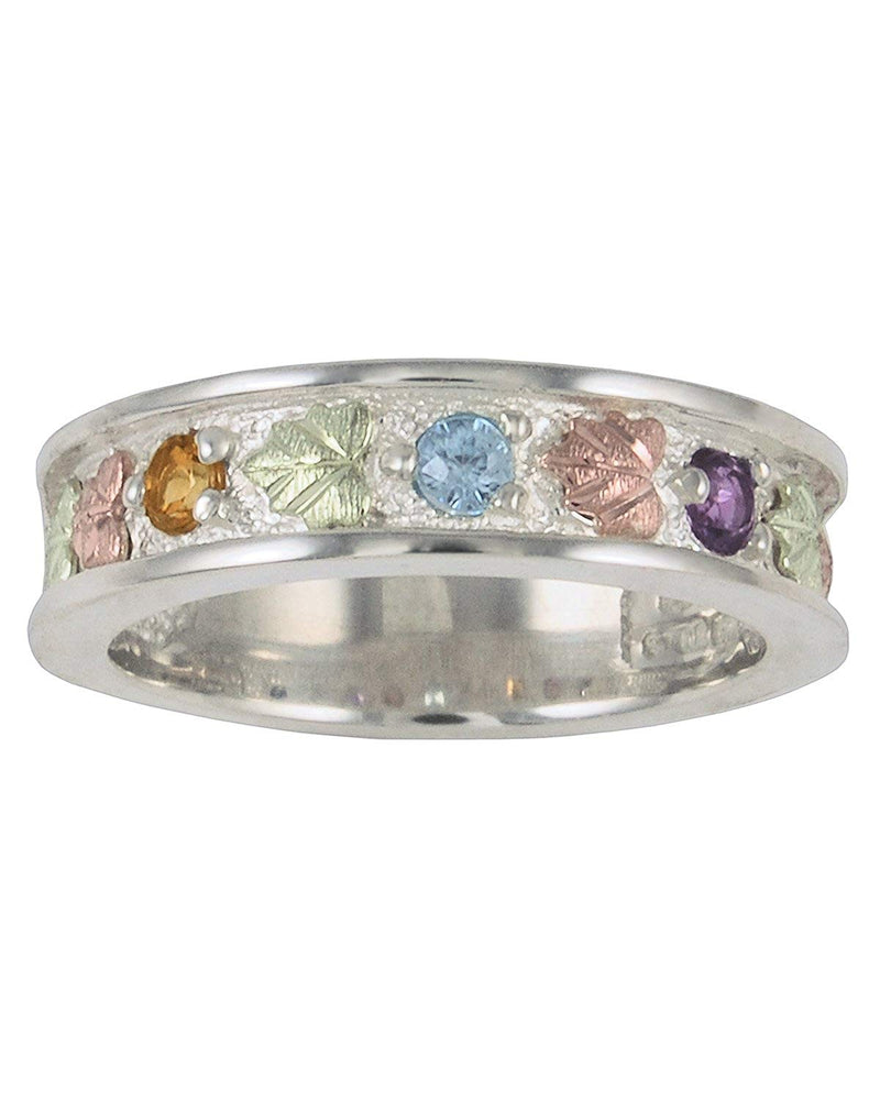 Womens Sterling Silver, 12k Green Gold, 12k Pink Gold Three Diamonds Ring, Sizes 4, 4.5, 5, 5.5, 6, 6.5, 7, 7.5, 8, 8.5, 9