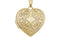 14k Yellow Gold Motiff Design Heart Locket with Design on Back of Locket