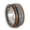 The Men's Jewelry Store (Unisex Jewelry) Honduran Rosewood, Meteorite, Dinosaur Bone 11mm Comfort-Fit Titanium Band