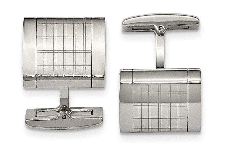 Stainless Steel Polished Laser Cut Design Square Cuff Links