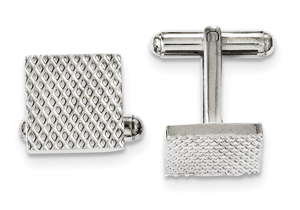 Stainless Steel Spotted Textured Square Cuff Links, 14MM