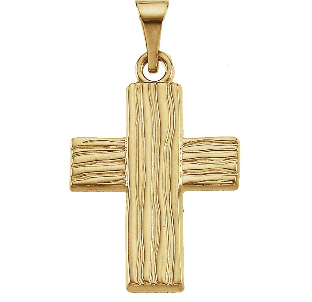 Rugged Cross Brushed 14k Yellow Gold Pendant (18X14.5 MM)