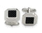 Stainless Steel Polished Black Carbon Fiber Inlay Square Cuff Links, 17MM