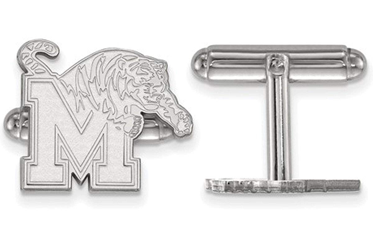 Rhodium-Plated Sterling Silver University Of Memphis Cuff Links, 15X17MM