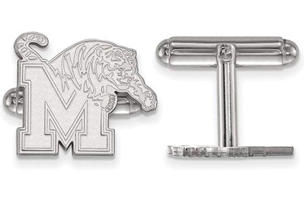 Rhodium-Plated Sterling Silver University Of Memphis Cuff Links, 15X17MM