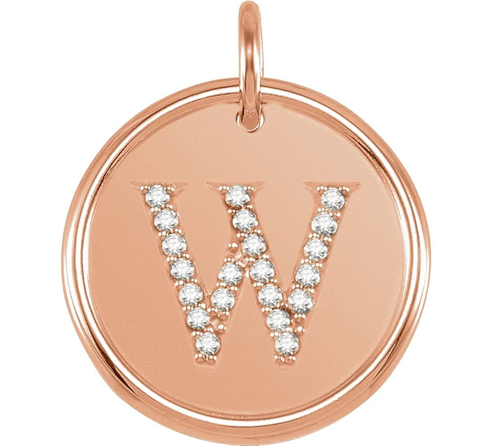 Diamond Initial "W" Pendant, 14k Rose Gold (0.1 Ctw, Color GH, Clarity I1)