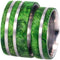 Green Box Elder Burl Wood Comfort-Fit Titanium His and Hers Wedding Band Set, M15-F6.5