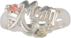 Black Hills Gold Sterling Silver 'Mom' Ring, 12k Green Gold, 12k Rose Gold, Size 11