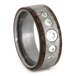Forever Classic Moissanite with Gibeon Meteorite, Rosewood 8.5mm Comfort-Fit Titanium Band