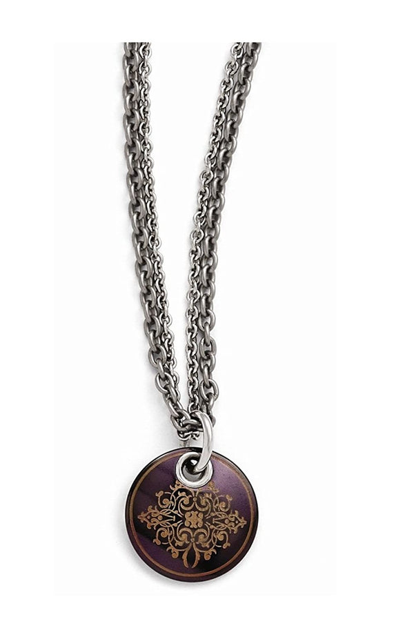 Edward Mirell Black Titanium Copper Color Anodized and Sterling Silver Pendant Necklace, 16"-18"