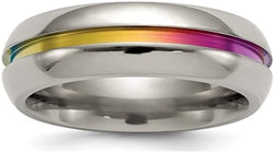Edward Mirell Titanium Multi-Colored Anodized Center 7mm Comfort-Fit Band