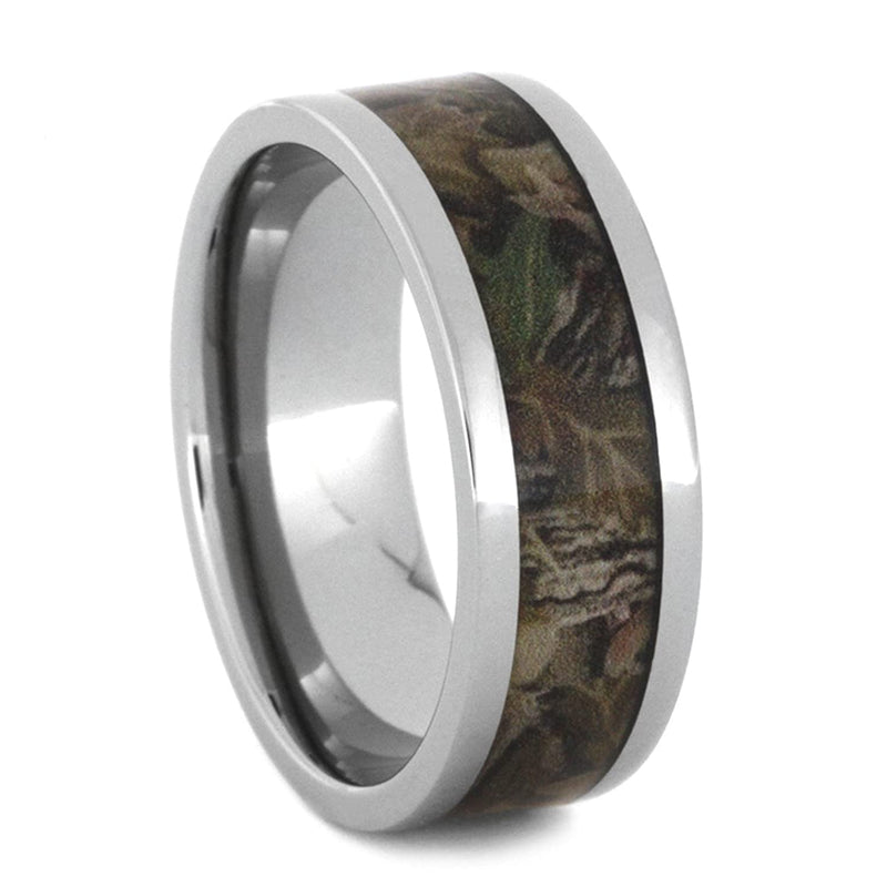 Camo Woodland Print Inlay 8mm Comfort-Fit Titanium Wedding Band