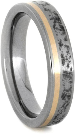 Mimetic Meteorite, 14k Rose Gold 4mm Comfort-Fit Titanium Wedding Band, Size 16