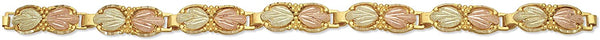 Diamond-Cut Grape Leaves Bracelet, 10k Yellow Gold, 12k Green and Rose Gold Black Hills Gold Motif