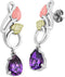 Pear Amethyst CZ Dangle Earrings, Sterling Silver, 12k Green and Rose Gold Black Hills Gold Motif