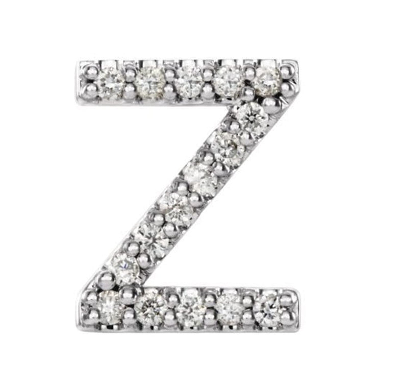 Platinum Diamond Letter 'Z' Initial Stud Earring (Single Earring) (.07 Ctw, GH Color, SI2-SI3 Clarity)