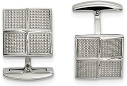 Stainless Steel Block Textured Square Cuff Links, 22.57X17.08MM