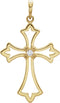 Diamond Fleur-de-Lis Cross 14k Yellow Gold Pendant (.03 Ct, G-H Color, I1 Clarity)