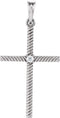 Platinum Diamond Rope-Trim Cross Pendant (.03 Ct, G-H Color, I1 Clarity)