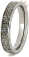 Opal, Antler Inlay 4mm Comfort-Fit Titanium Engagement Ring, Size 8.5