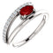 Ruby and Diamond Bypass Ring, Rhodium-Plated 14k White Gold (.125 Ctw, G-H Color, I1 Clarity)