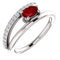 Chatham Created Ruby and Diamond Bypass Ring, Rhodium-Plated 14k White Gold (.125 Ctw, G-H Color, I1 Clarity)