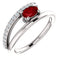 Chatham Created Ruby and Diamond Bypass Ring, Sterling Silver (.125 Ctw, G-H Color, I1 Clarity)