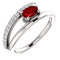 Chatham Created Ruby and Diamond Bypass Ring, Sterling Silver (.125 Ctw, G-H Color, I1 Clarity), Size 6.25