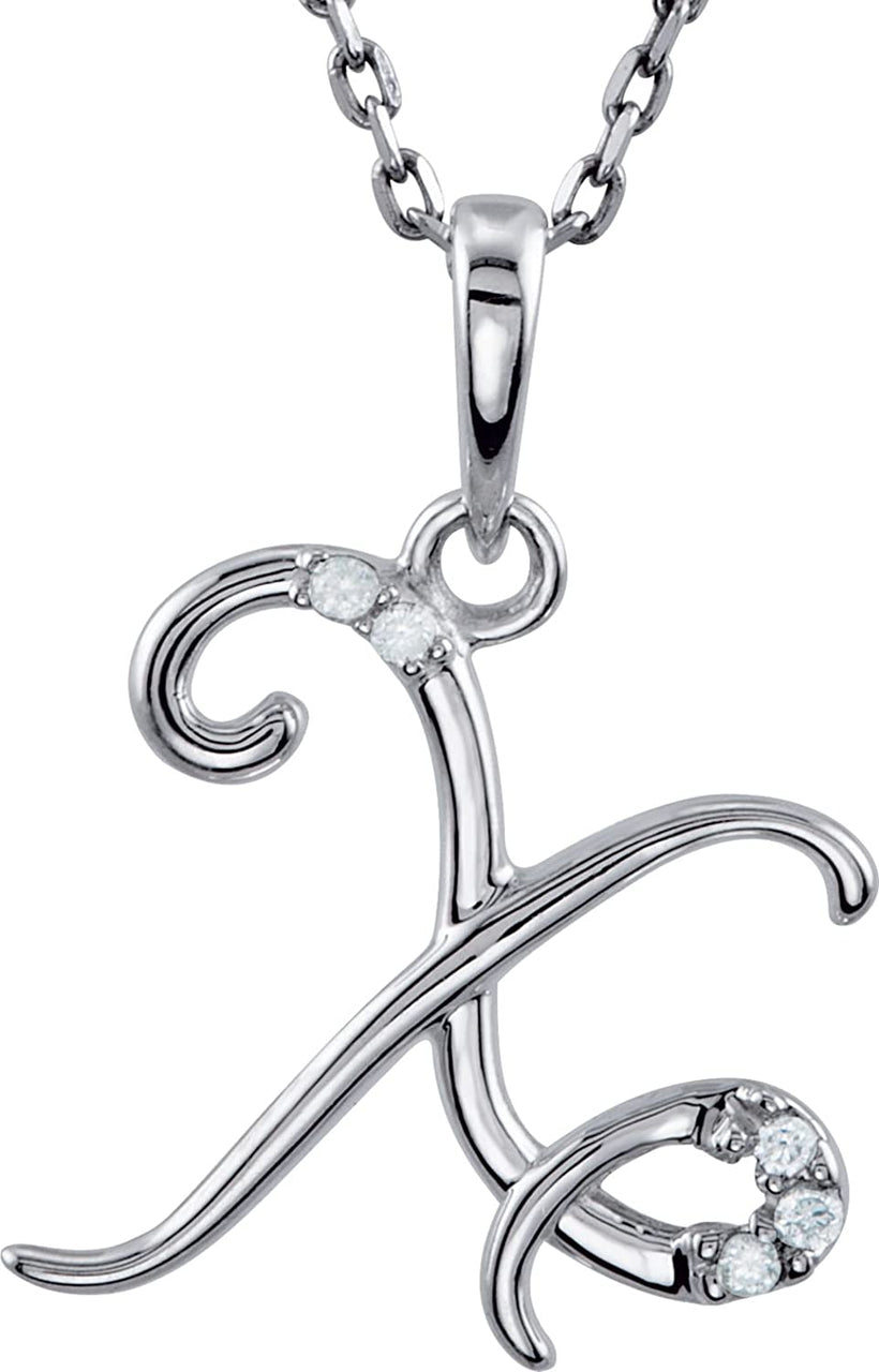 5-Stone Diamond Letter 'X' Initial Sterling Silver Pendant Necklace, 18" (.03 Cttw, GH, I2)