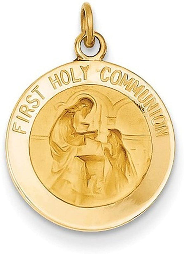 14k Yellow Gold First Holy Communion Medal Pendant (16X15MM)