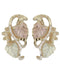 Scrolling Diamond-Cut Trim with Inlaid Leaf Earrings, 10k Yellow Gold, 12k Green and Rose Gold Black Hills Gold Motif