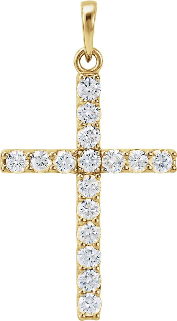 Diamond Cross Pendant, 14k Yellow Gold (1 Ctw, Color GH, Clarity I1)