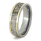 Antler Inlay, 14k Yellow Gold Pinstripe 7mm Comfort-Fit Titanium Ring