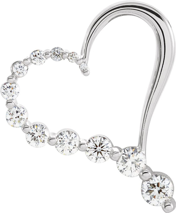 Diamond 'Journey' Heart 14k White Gold Pendant Necklace, 18" (1.00 Cttw)