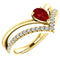 Chatham Created Ruby Pear and Diamond Chevron 14k Yellow Gold Ring (. 16 Ctw, G-H Color, I1 Clarity)