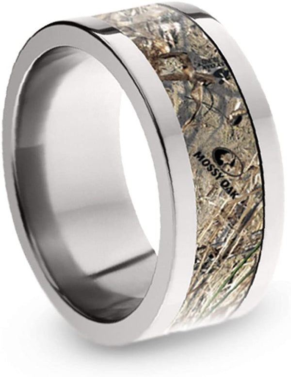 Mossy Oak Duck Blind Camo 10mm Comfort-Fit Titanium Ring, Size 11.75