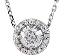 Diamond Halo Necklace, Rhodium-Plated 14k White Gold, 16" (0.2 Ctw, Color G-H Color, I1 Clarity))