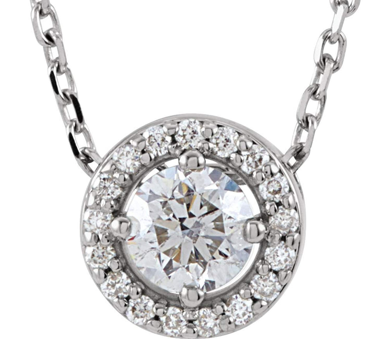 18-Stone Diamond Halo 14k White Gold Pendant Necklace, 16" (.25 Cttw)