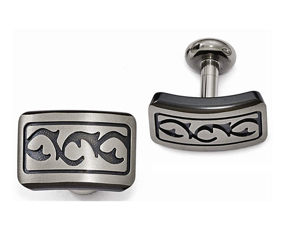 Tribal Collection Brushed Grey, Black Titanium Thorn Cuff Links