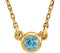 Blue Zircon Solitaire 14k Yellow Gold Pendant Necklace, 16"