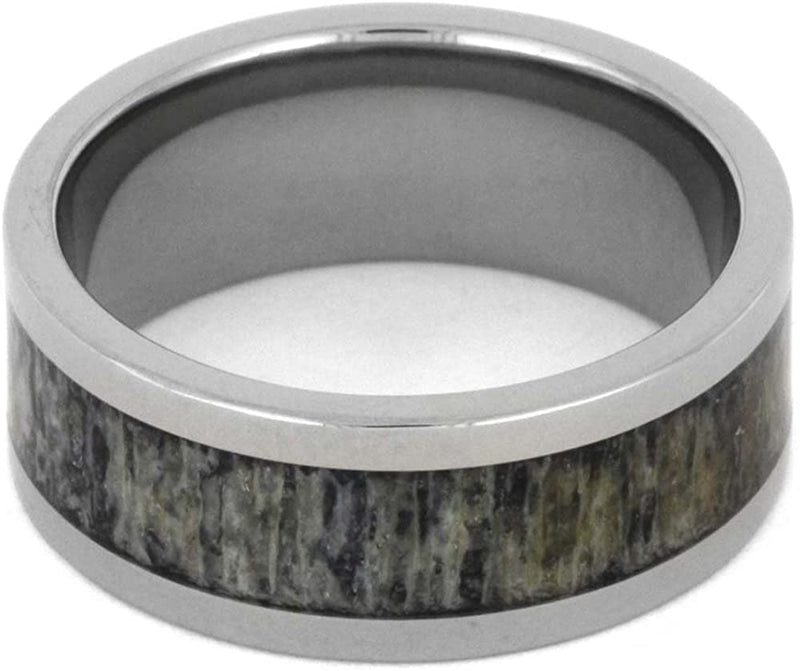 Deer Antler 8mm Comfort-Fit Titanium Band and Sizing Ring, Size 11