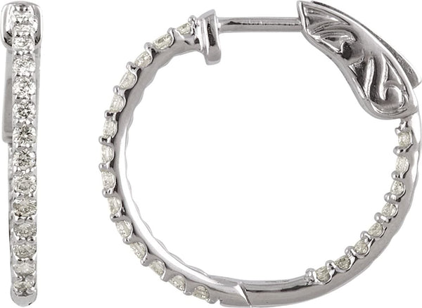 CZ Inside-Outside Hoop Earrings, Sterling Silver (41.5MM)