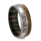 Deer Antler, Whiskey Barrel Oak Wood, Matte Titanium 8mm Comfort-Fit Dymondwood Band