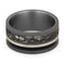 Mimetic Meteorite, African Blackwood, Sterling Silver Stripe 9mm Comfort-Fit Sandblasted Titanium Band