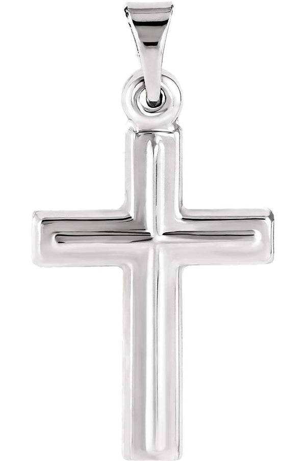 Inlay Cross Rhodium-Plated 14k White Gold Pendant (17.00X12.00 MM)