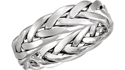 Hand-Braided 6.5mm Comfort Fit 14k White Gold Band