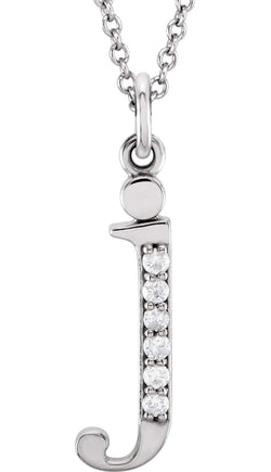 Diamond Initial 'j' Lowercase Letter Rhodium-Plate 14k White Gold Pendant Necklace, 16" (.03 Ctw GH, I1)