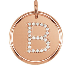 Diamond Initial "B" Pendant, 14k Rose Gold (0.125 Ctw, Color GH, Clarity I1)