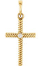 Diamond Rope-Trim Cross 14k Yellow Gold Pendant (.02 Ct, G-H Color, I1 Clarity)